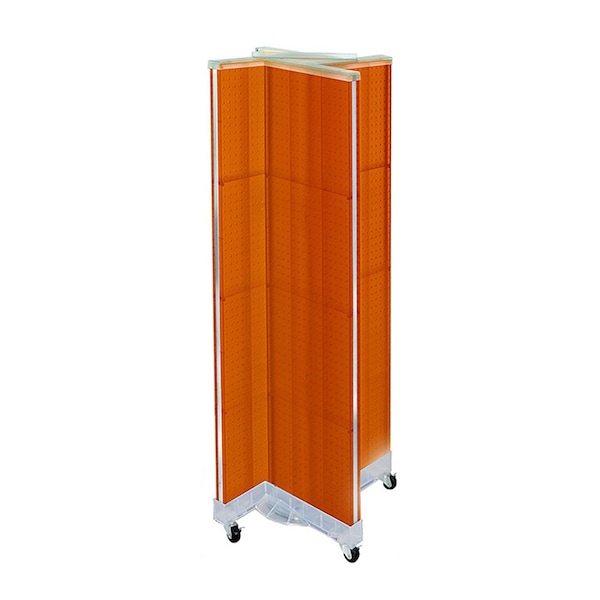 Pinwheel Pegboard Floor Display on Wheeled Base. Panel Size: 16''W x 60''H